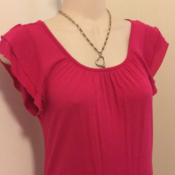 FOREVER USA made vintage Hot pink 100% Modal SOFT Back Tie banded waist tunic S - Picture 8 of 17